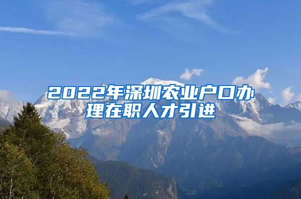 2022年深圳农业户口办理在职人才引进