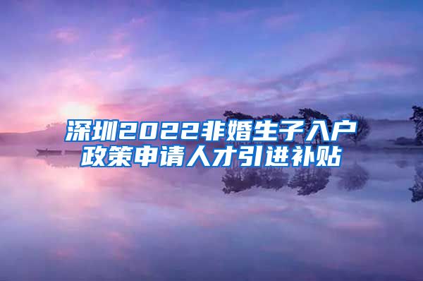 深圳2022非婚生子入户政策申请人才引进补贴