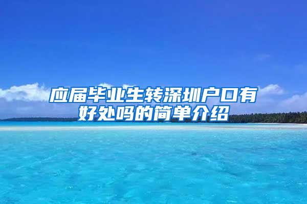 应届毕业生转深圳户口有好处吗的简单介绍