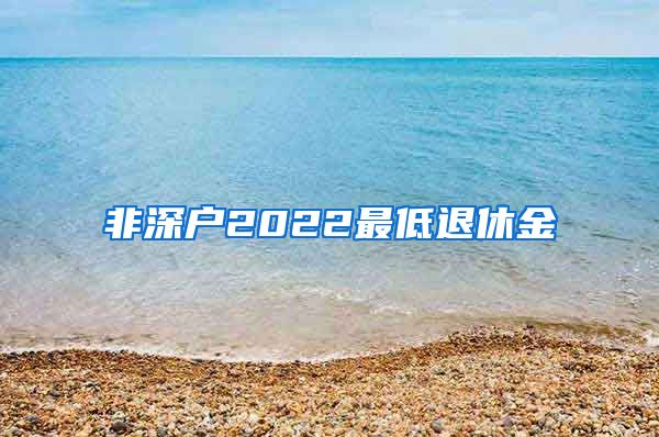 非深户2022最低退休金