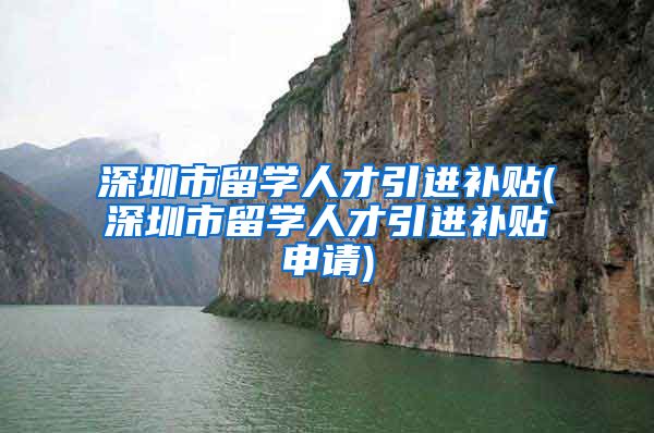 深圳市留学人才引进补贴(深圳市留学人才引进补贴申请)