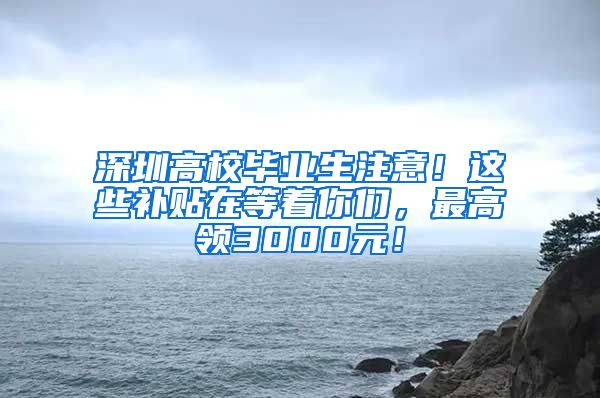 深圳高校毕业生注意！这些补贴在等着你们，最高领3000元！