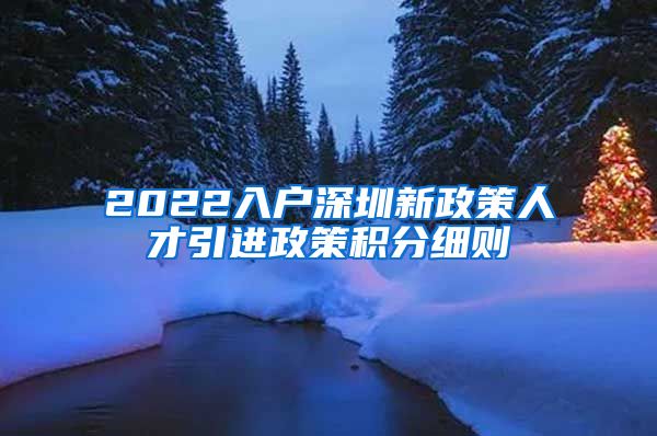 2022入户深圳新政策人才引进政策积分细则