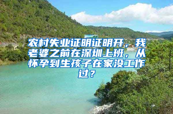 农村失业证明证明开，我老婆之前在深圳上班，从怀孕到生孩子在家没工作过？