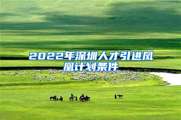 2022年深圳人才引进凤凰计划条件