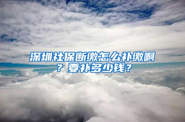 深圳社保断缴怎么补缴啊？要补多少钱？