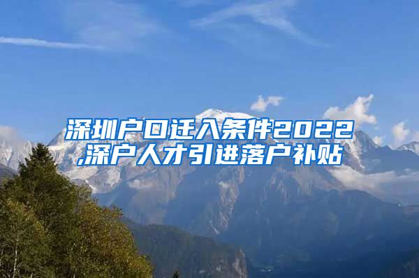 深圳户口迁入条件2022,深户人才引进落户补贴