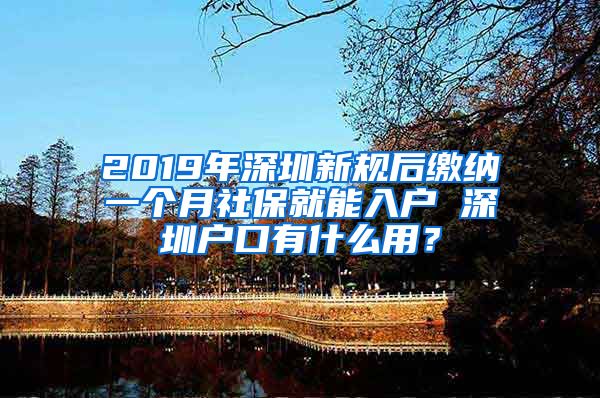 2019年深圳新规后缴纳一个月社保就能入户 深圳户口有什么用？