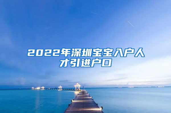 2022年深圳宝宝入户人才引进户口