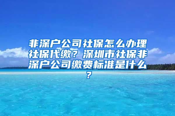 非深户公司社保怎么办理社保代缴？深圳市社保非深户公司缴费标准是什么？