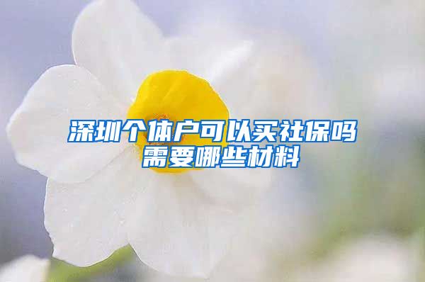 深圳个体户可以买社保吗 需要哪些材料