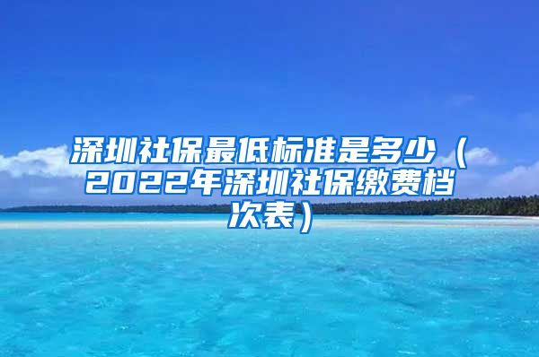 深圳社保最低标准是多少（2022年深圳社保缴费档次表）