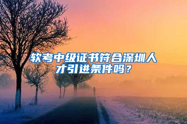 软考中级证书符合深圳人才引进条件吗？