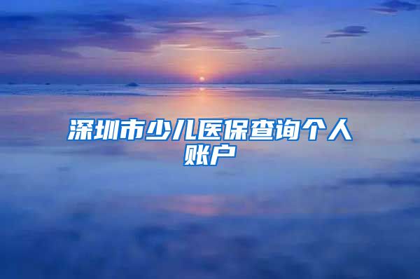 深圳市少儿医保查询个人账户