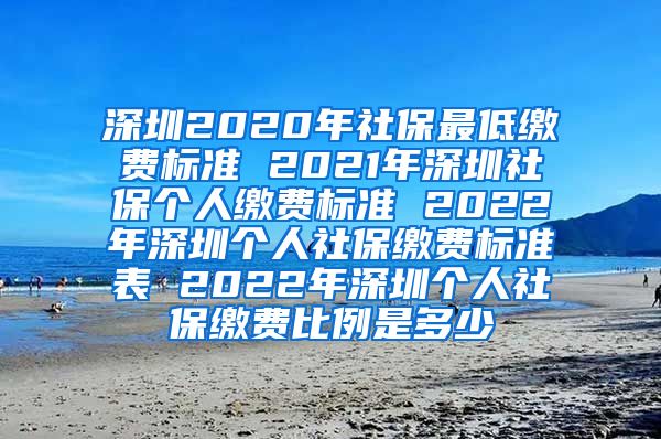 深圳2020年社保最低缴费标准 2021年深圳社保个人缴费标准 2022年深圳个人社保缴费标准表 2022年深圳个人社保缴费比例是多少