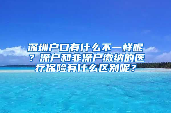 深圳户口有什么不一样呢？深户和非深户缴纳的医疗保险有什么区别呢？