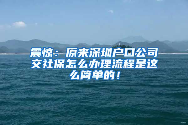 震惊：原来深圳户口公司交社保怎么办理流程是这么简单的！