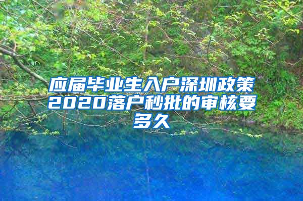 应届毕业生入户深圳政策2020落户秒批的审核要多久