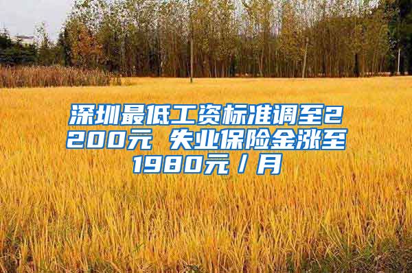 深圳最低工资标准调至2200元 失业保险金涨至1980元／月