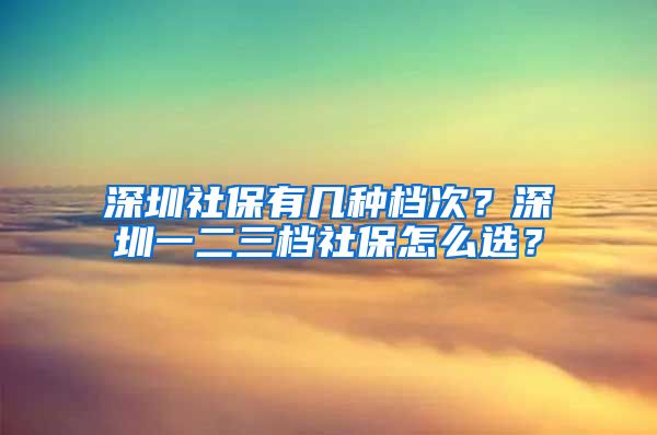 深圳社保有几种档次？深圳一二三档社保怎么选？