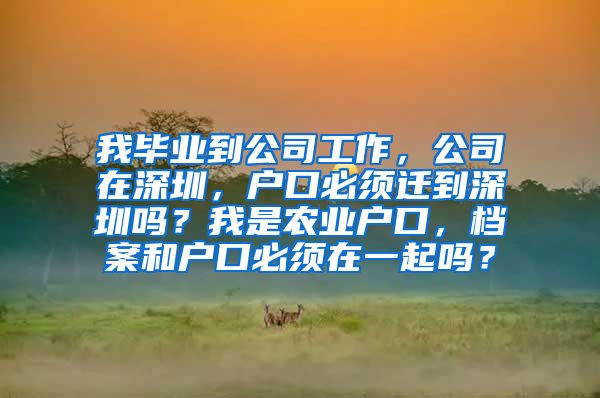 我毕业到公司工作，公司在深圳，户口必须迁到深圳吗？我是农业户口，档案和户口必须在一起吗？