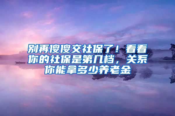 别再傻傻交社保了！看看你的社保是第几档，关系你能拿多少养老金