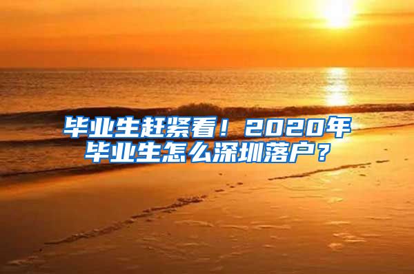 毕业生赶紧看！2020年毕业生怎么深圳落户？