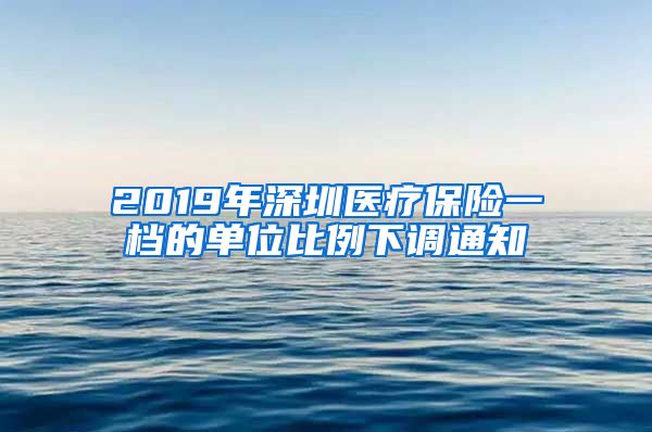 2019年深圳医疗保险一档的单位比例下调通知