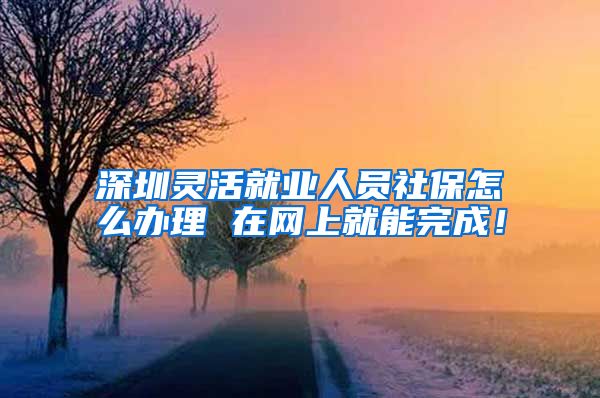 深圳灵活就业人员社保怎么办理 在网上就能完成！