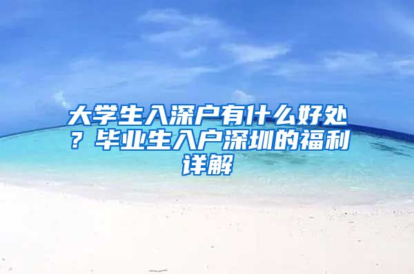 大学生入深户有什么好处？毕业生入户深圳的福利详解