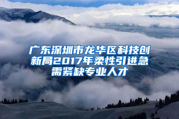 广东深圳市龙华区科技创新局2017年柔性引进急需紧缺专业人才