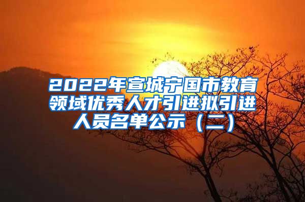 2022年宣城宁国市教育领域优秀人才引进拟引进人员名单公示（二）