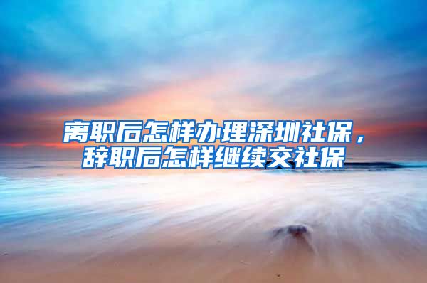 离职后怎样办理深圳社保，辞职后怎样继续交社保