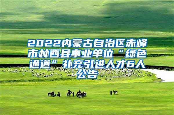 2022内蒙古自治区赤峰市林西县事业单位“绿色通道”补充引进人才6人公告