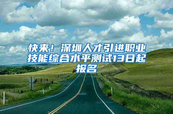 快来！深圳人才引进职业技能综合水平测试13日起报名