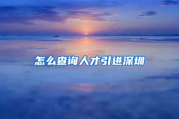 怎么查询人才引进深圳