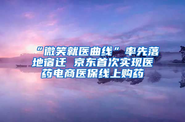 “微笑就医曲线”率先落地宿迁 京东首次实现医药电商医保线上购药