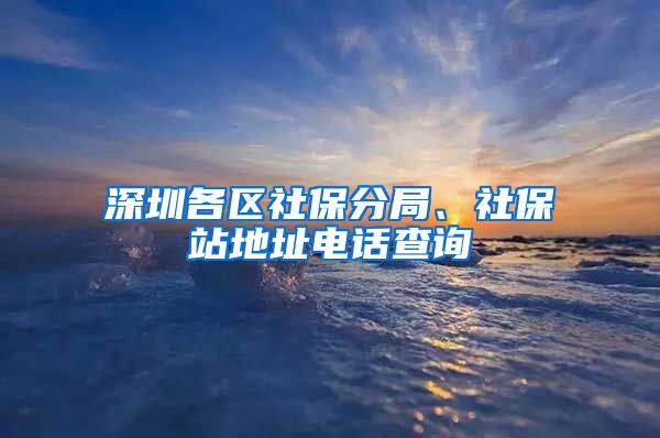 深圳各区社保分局、社保站地址电话查询