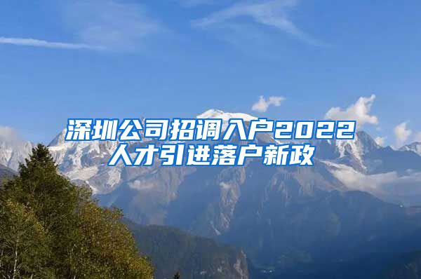 深圳公司招调入户2022人才引进落户新政