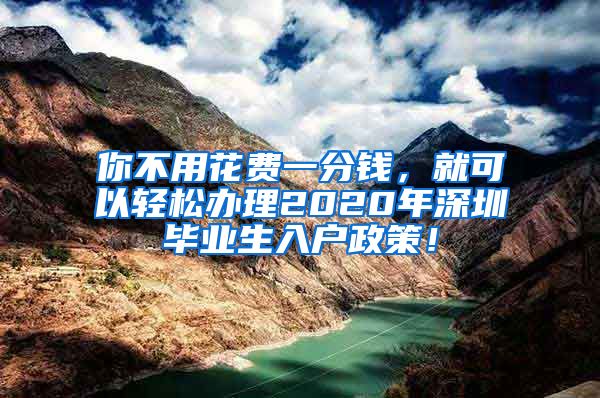 你不用花费一分钱，就可以轻松办理2020年深圳毕业生入户政策！