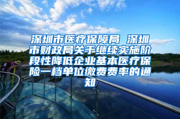 深圳市医疗保障局 深圳市财政局关于继续实施阶段性降低企业基本医疗保险一档单位缴费费率的通知