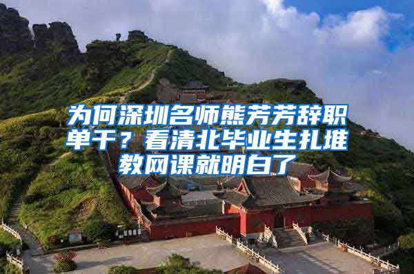 为何深圳名师熊芳芳辞职单干？看清北毕业生扎堆教网课就明白了