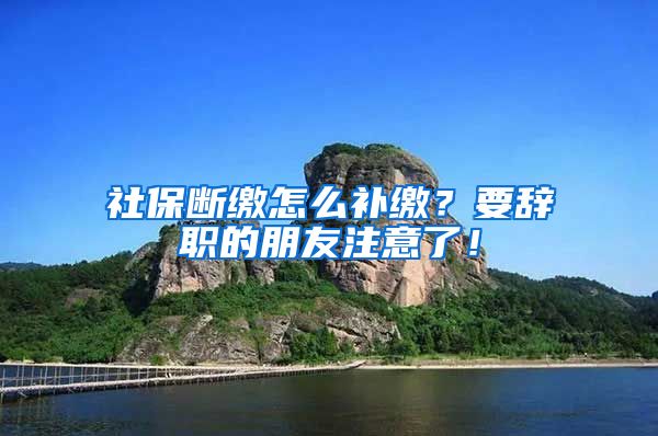 社保断缴怎么补缴？要辞职的朋友注意了！