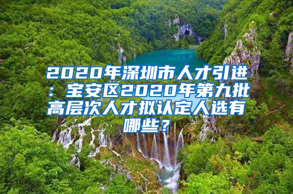 2020年深圳市人才引进：宝安区2020年第九批高层次人才拟认定人选有哪些？