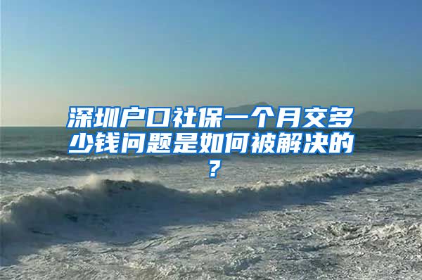 深圳户口社保一个月交多少钱问题是如何被解决的？