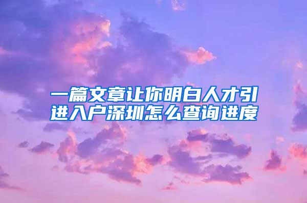 一篇文章让你明白人才引进入户深圳怎么查询进度