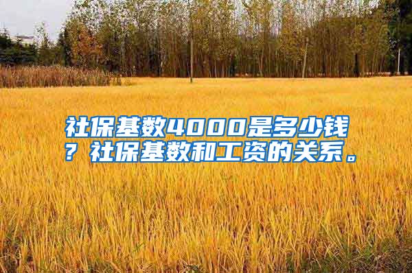 社保基数4000是多少钱？社保基数和工资的关系。