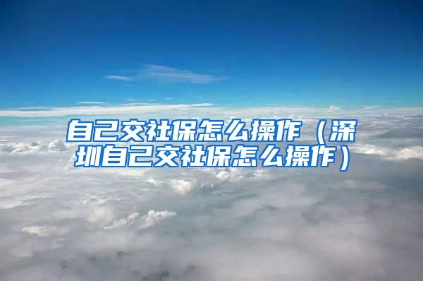 自己交社保怎么操作（深圳自己交社保怎么操作）