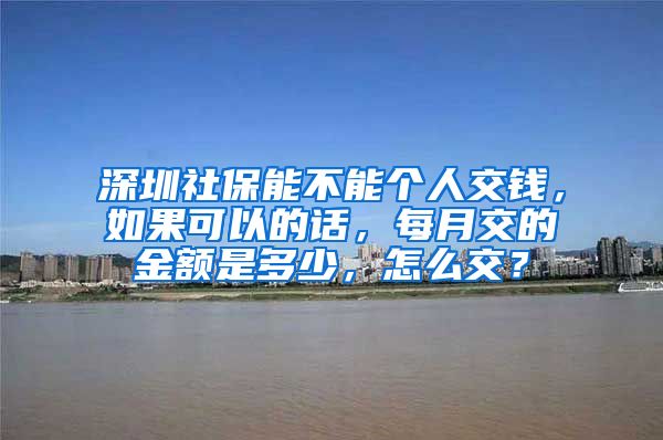 深圳社保能不能个人交钱，如果可以的话，每月交的金额是多少，怎么交？