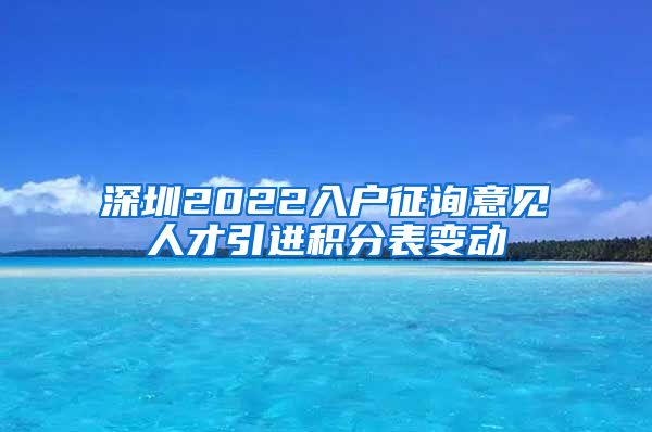 深圳2022入户征询意见人才引进积分表变动